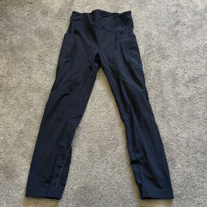 Lululemon Athletica Leggings Black Pockets Running Solid - Womens Size 4